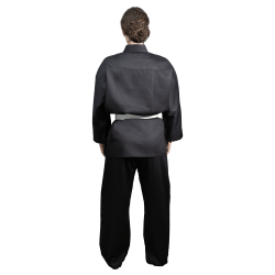 ΣΤΟΛΗ KARATE / HAPKIDO ΜΑΥΡΗ ΣΤΑΥΡΩΤΗ POLY-COTTON ΜΕ ΑΣΠΡΗ ΖΩΝΗ
