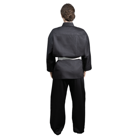 ΣΤΟΛΗ KARATE / HAPKIDO ΜΑΥΡΗ ΣΤΑΥΡΩΤΗ POLY-COTTON ΜΕ ΑΣΠΡΗ ΖΩΝΗ