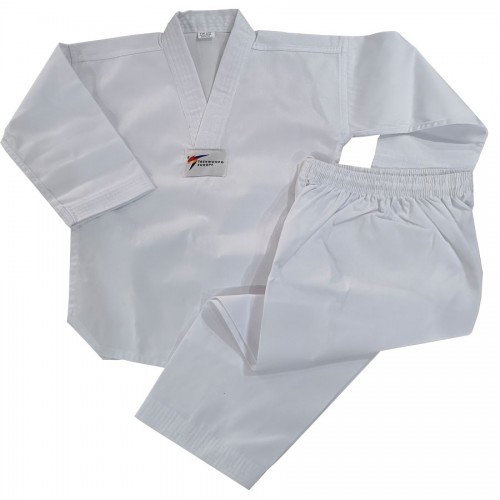 ΣΤΟΛΗ TAEKWONDO DOBOK WINNERS "NO LABEL" RIBBED ΑΣΠΡΟΣ ΓΙΑΚΑΣ ΜΕ ΖΩΝΗ