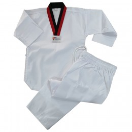 ΣΤΟΛΗ TAEKWONDO ΜΑΥΡΟ-ΚΟΚΚΙΝΟΣ ΓΙΑΚΑΣ "NO LABEL" ΜΕ ΖΩΝΗ