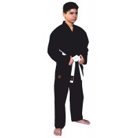 ΣΤΟΛΗ KARATE / HAPKIDO ΜΑΥΡΗ ΣΤΑΥΡΩΤΗ POLY-COTTON ΜΕ ΑΣΠΡΗ ΖΩΝΗ
